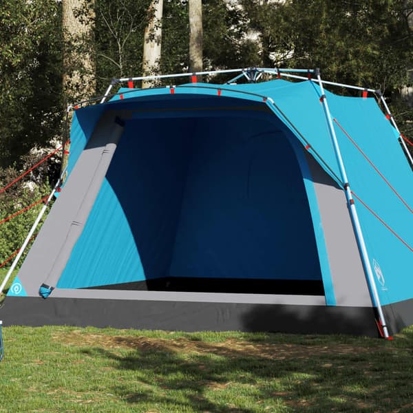 Campingtält 4 personer blå snabbrest