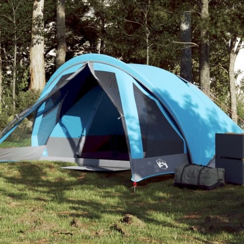 Campingtält 4 personer blå vattentätt
