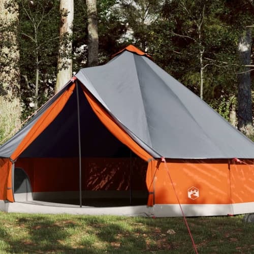 Familjetält tipi 12 person grå och orange vattentätt