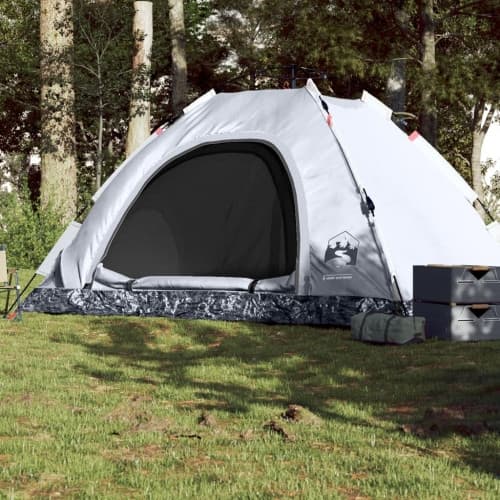Campingtält 5 personer vit mörkläggningstyg snabbrest