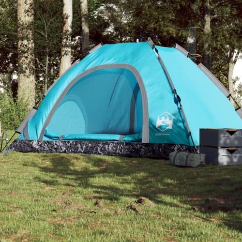 Campingtält 5 personer blå snabbrest
