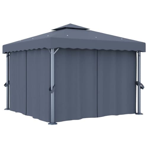 Paviljong med draperi 3x3 m antracit aluminium