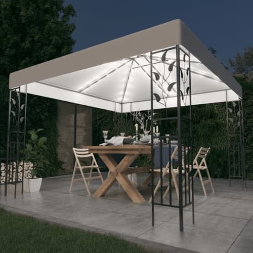 Paviljong med ljusslinga LED 3x3 m vit