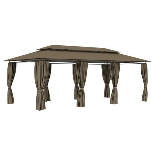 Paviljong med draperier 600x298x270 cm taupe 180 g/m²