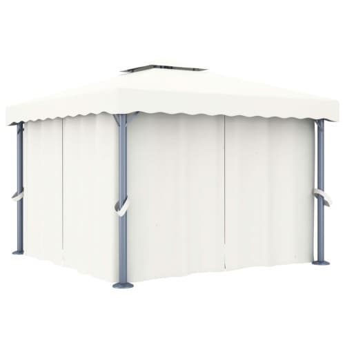 Paviljong med draperi 3x3 m gräddvit aluminium
