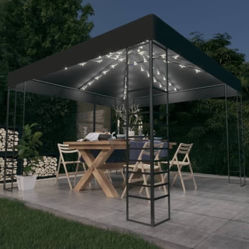 Paviljong med ljusslinga LED 3x3 m antracit