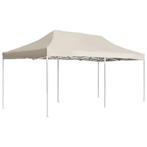 Hopfällbart partytält aluminium 6x3 m gräddvit