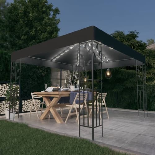 Paviljong med ljusslinga LED 3x3 m antracit