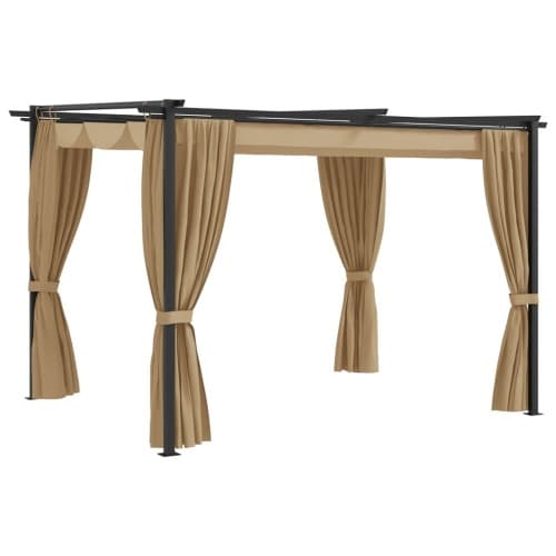 Paviljong med draperier 3x3 m taupe stål