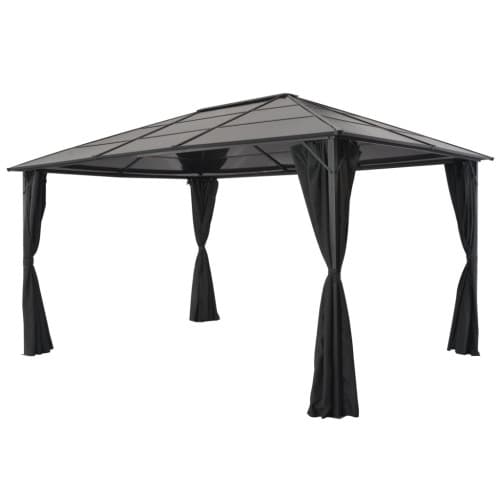 Paviljong med gardin aluminium 4x3x2,6 m svart