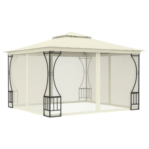 Paviljong med nät 300x300x265 cm gräddvit