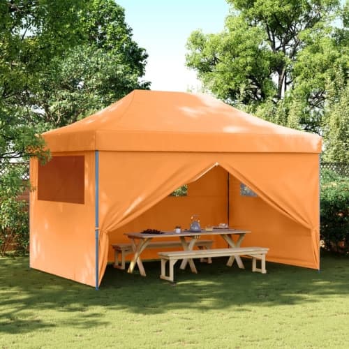 Pop-Up hopfällbart partytält med 4 sidoväggar ORANGE