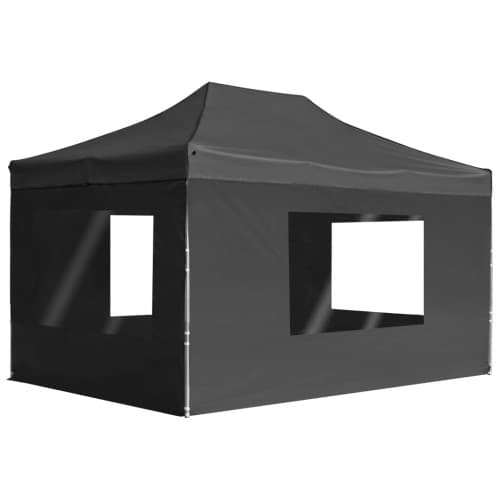 Hopfällbart partytält med väggar aluminium 4,5x3 m antracit