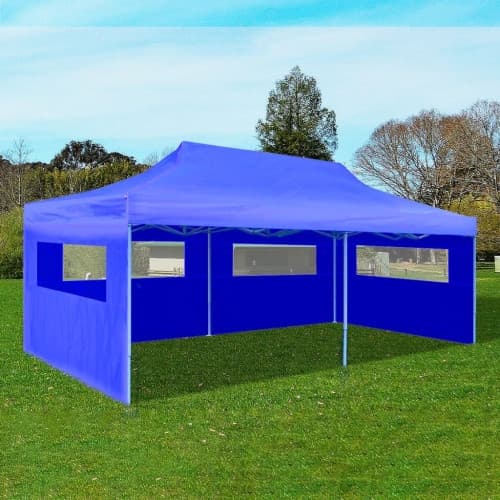 Pop-up partytält hopfällbart 3 x 6 m blå