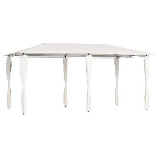 Paviljong med stolpar 2,98x5,3x2,59 m gräddvit 160 g/m²