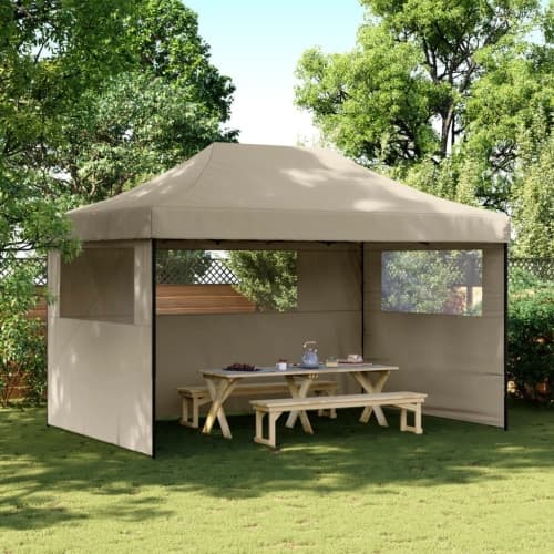 Pop-Up hopfällbart partytält med 3 sidoväggar taupe