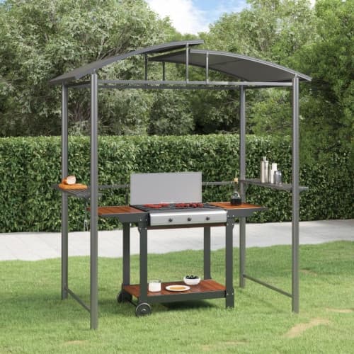 Tak för grill med sidohyllor antracit 210x114x230 cm stål