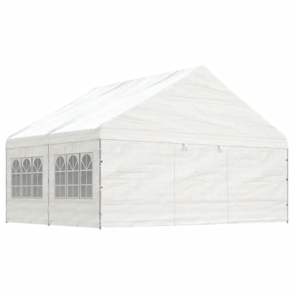 Paviljong med tak vit 4,46x5,88x3,75 m polyeten