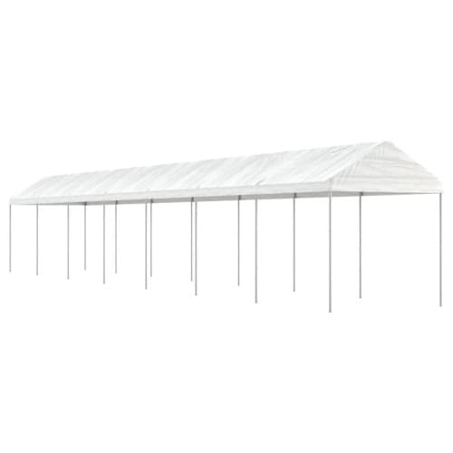 Paviljong med tak vit 15,61x2,28x2,69 m polyeten