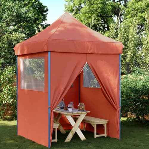 Pop-Up hopfällbart partytält med 4 sidoväggar terrakotta