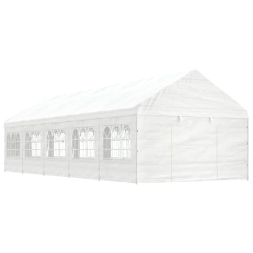 Paviljong med tak vit 11,15x4,08x3,22 m polyeten