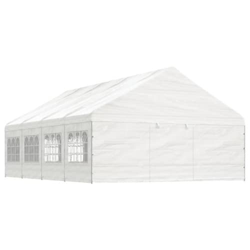 Paviljong med tak vit 8,92x5,88x3,75 m polyeten