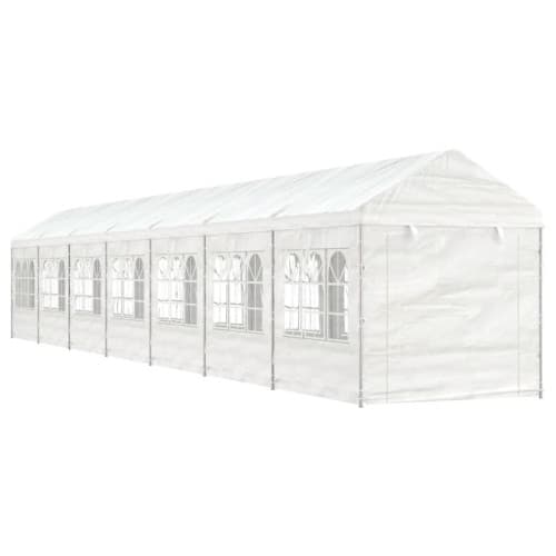 Paviljong med tak vit 15,61x2,28x2,69 m polyeten