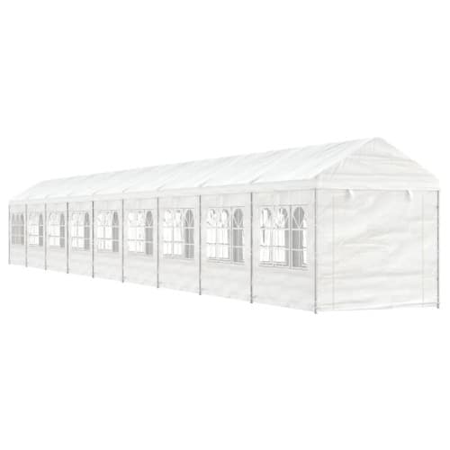 Paviljong med tak vit 20,07x2,28x2,69 m polyeten