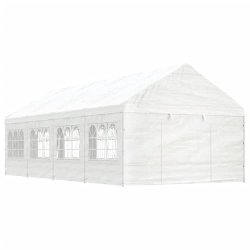 Paviljong med tak vit 8,92x4,08x3,22 m polyeten