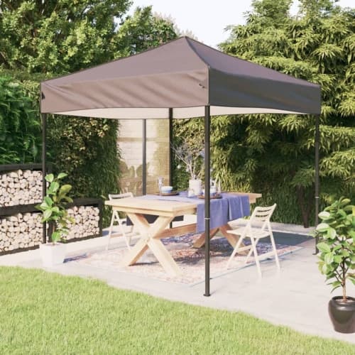 Hopfällbart partytält taupe 2x2 m