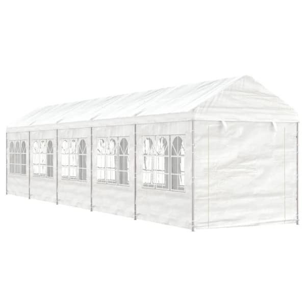 Paviljong med tak vit 11,15x2,28x2,69 m polyeten