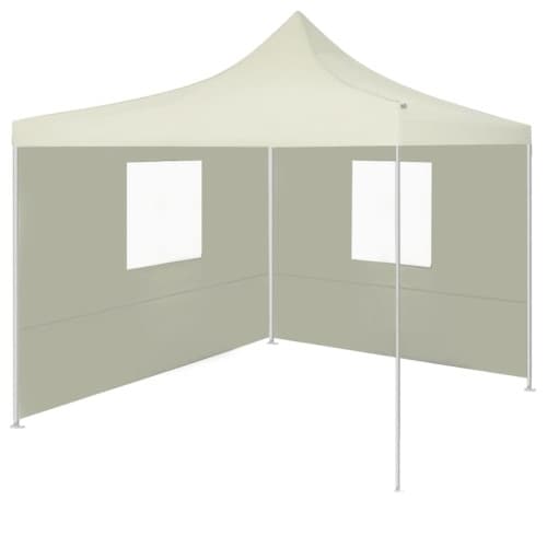Hopfällbart tält med 2 väggar 3x3 m gräddvit