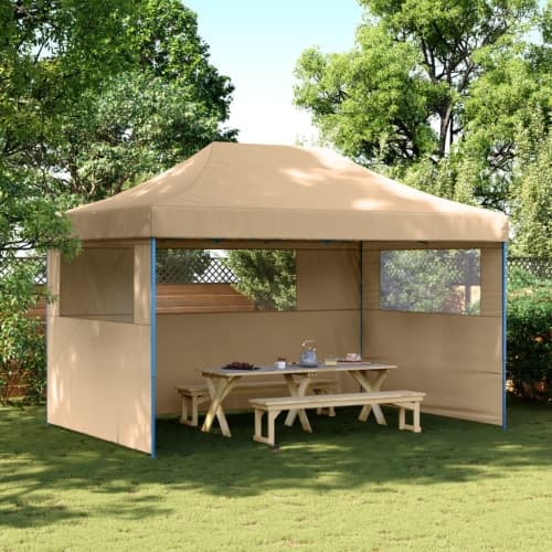 Pop-Up hopfällbart partytält med 3 sidoväggar beige