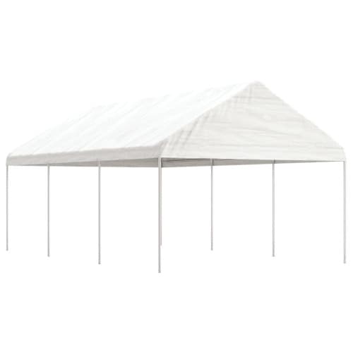 Paviljong med tak vit 6,69x4,08x3,22 m polyeten