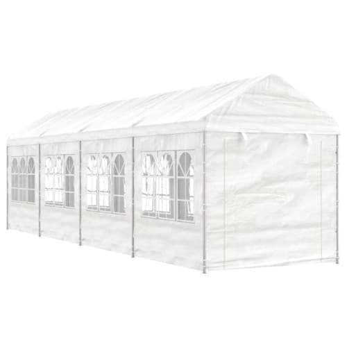 Paviljong med tak vit 8,92x2,28x2,69 m polyeten