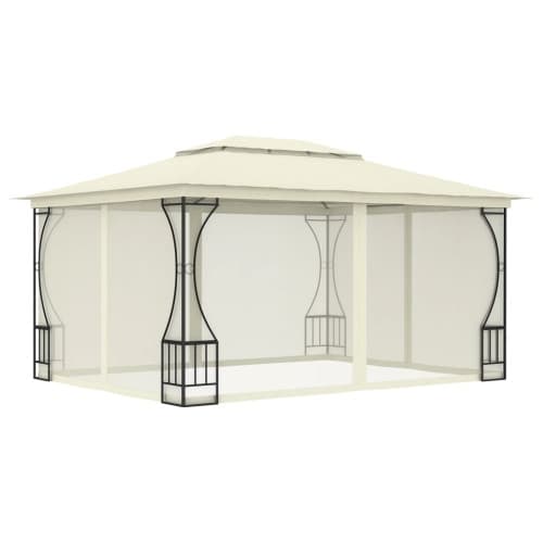 Paviljong med nät 300x400x265 cm gräddvit