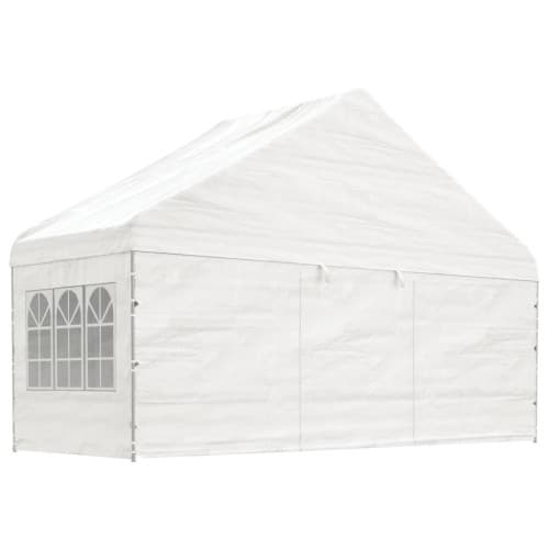 Paviljong med tak vit 5,88x2,23x3,75 m polyeten