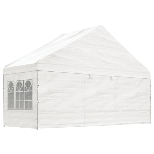 Paviljong med tak vit 5,88x2,23x3,75 m polyeten