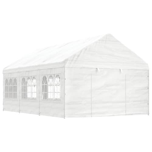 Paviljong med tak vit 6,69x4,08x3,22 m polyeten
