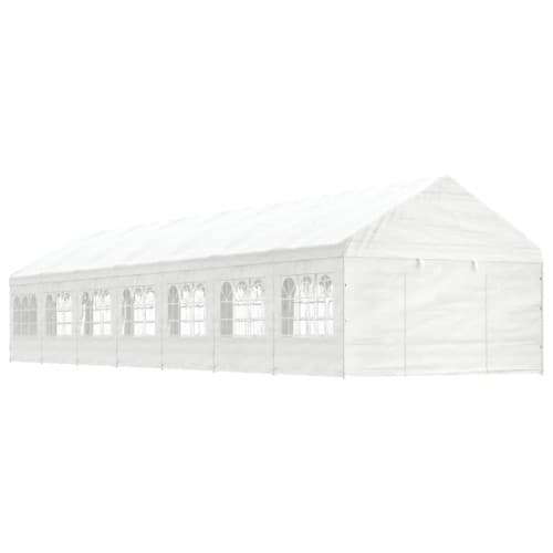 Paviljong med tak vit 15,61x4,08x3,22 m polyeten