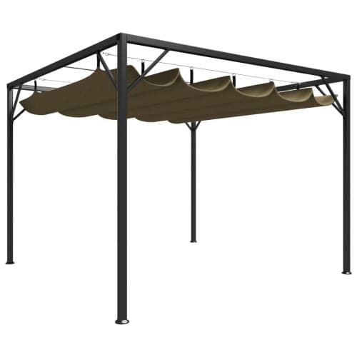 Paviljong med infällbart tak 3x3 m taupe 180 g/m²