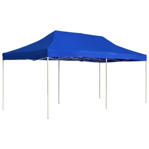 Hopfällbart partytält aluminium 6x3 m blå