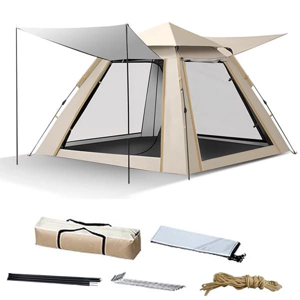 Utomhus Campingtält, Snabb Automatisk Öppning, UV-beständig,ljus gul