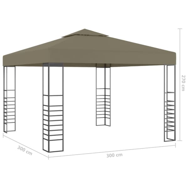 Paviljong med ljusslinga LED 3x3 m taupe