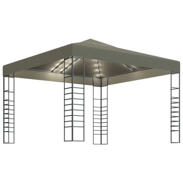 Paviljong med ljusslinga LED 3x3 m taupe