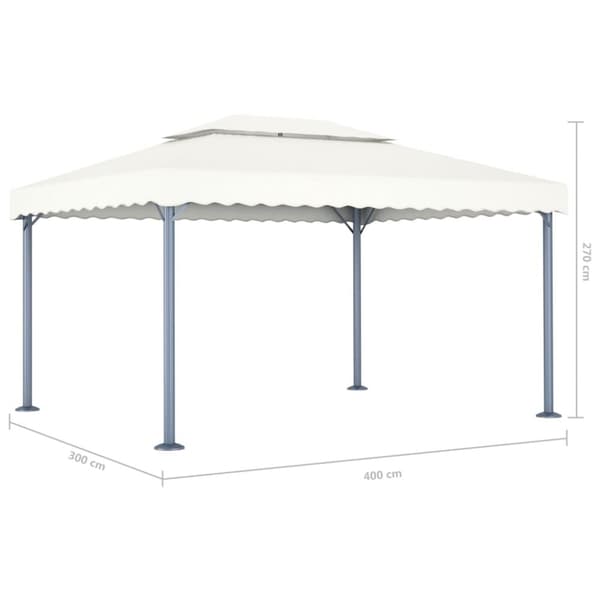 Paviljong 400x300 cm gräddvit aluminium