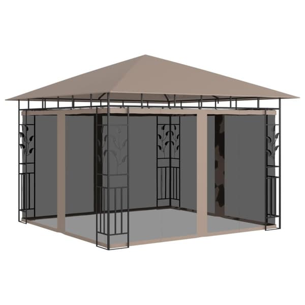 Paviljong med myggnät 3x3x2,73 m taupe 180 g/m²