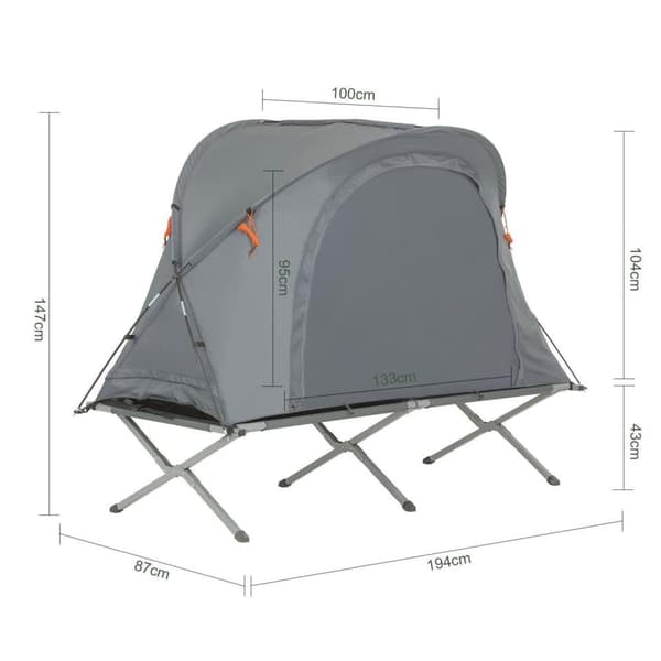Hopfällbar Camping Säng, OGS60-HG, 102.50x28.00x28.00 cm, Grå