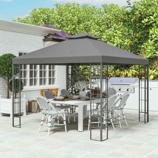 Rootz 3x3m Garden Pavilion - Gazebo - Udendørs husly - UV30+ Beskyttelse - Forbedrer luftstrømmen - 298 cm x 298 cm x 279 cm