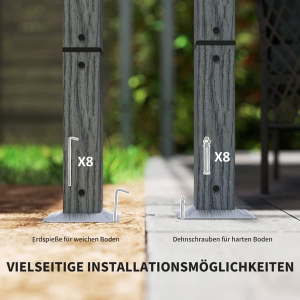 Rootz 3x3m puutarha Pergola - Terassi katto - Paviljonki - UV -suoja - alumiinirunko - 299 cm x 296cm x 232 cm